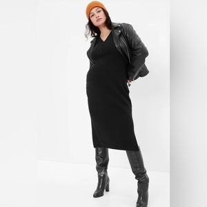 Gap black ribbed Henley maternity dress, size M